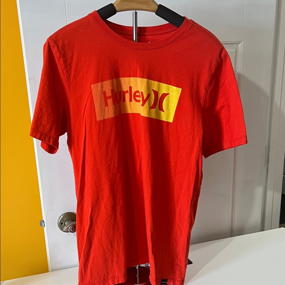 Hurley Red Tee with Yellow Logo